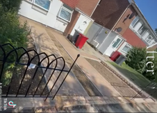 Ongoing hard landscaping and garden pathway layout work in a residential back garden.