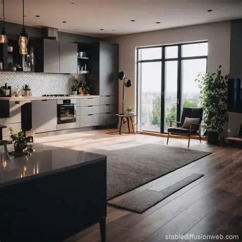 Modern open-plan living room refurbished with contemporary interior design and flooring.