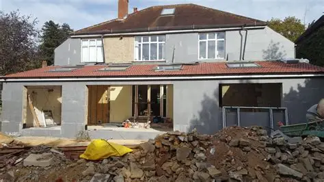 Residential property refurbishment and home extension under construction in Slough.