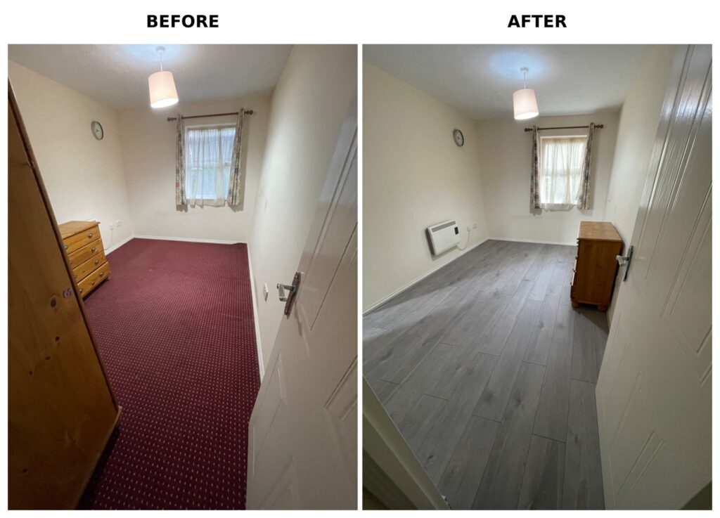 Professional wood flooring installation in a residential room
