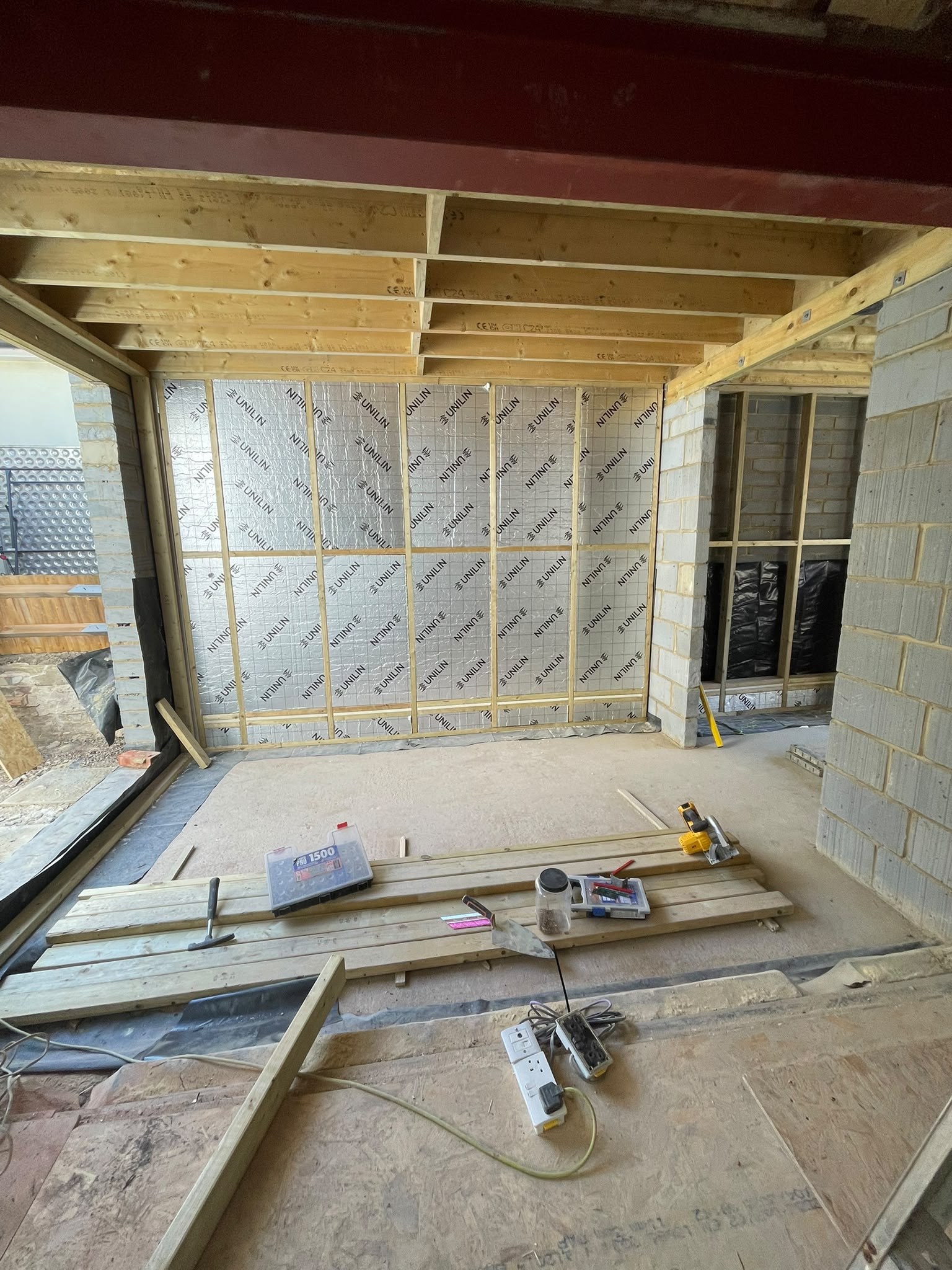 Wall insulation installed during a property refurbishment project